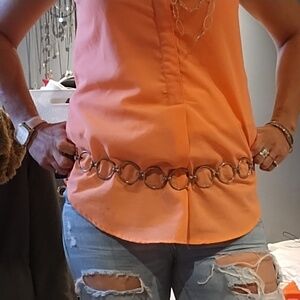 Woman's silver chain belt